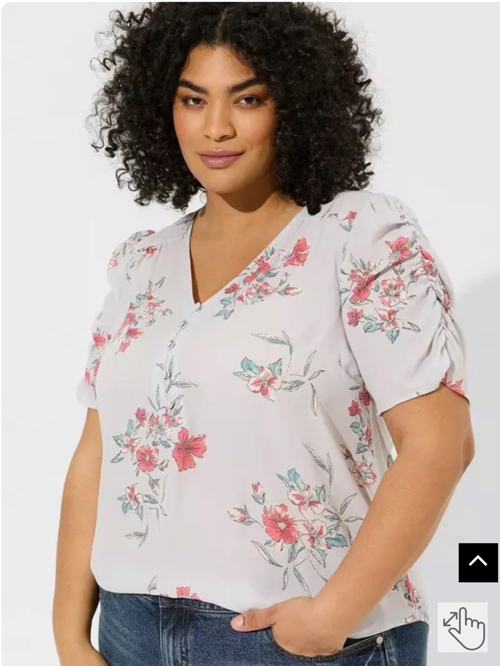 NWT Torrid Harper Georgette V-Neck Ruched Sleeve Blouse fallover floral size 1X